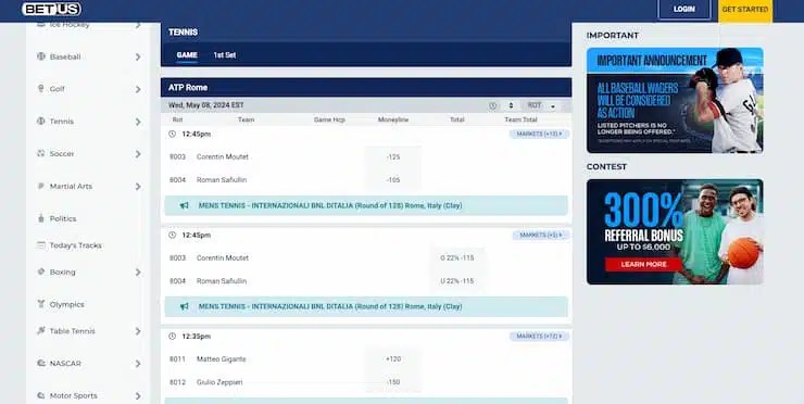 Tenis — Apostas Grand Slam e ATP com Cash Out