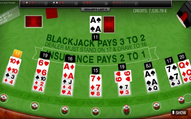 Blackjack Multihand — Jogue 5 Maos Simultaneas