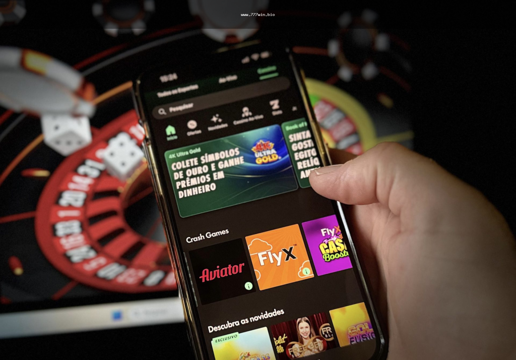 Imagem ilustrativa: jogador acessando jogos de cassino online no celular com tema de gemas e apostas responsáveis